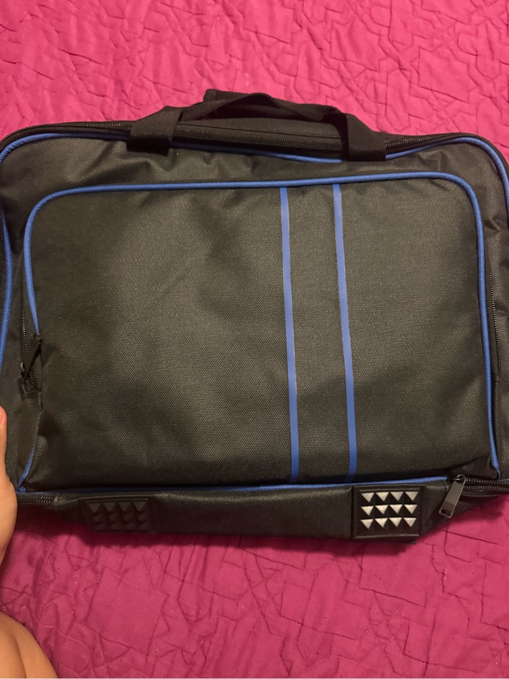 Black Laptop Briefcase with Blue Trim - Men's Carry Case